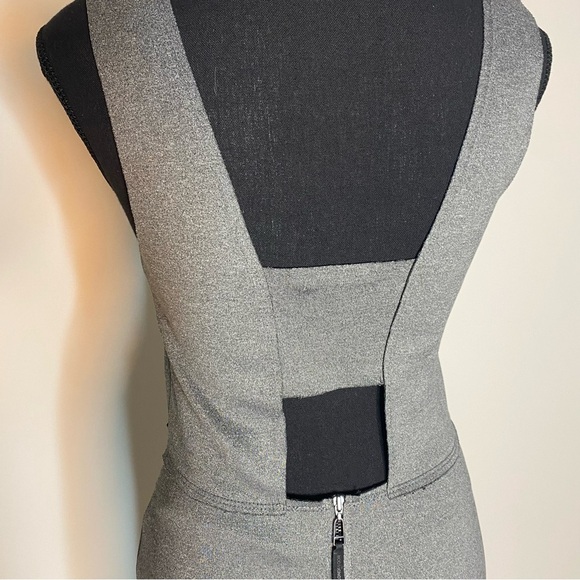 ELLUS SECOND FLOOR Grey Square Neck Mini Dress Sleeveless Cutout Size Small - Picture 10 of 14